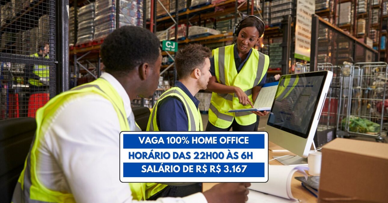Vaga home office noturna com atuação de terça a sábado, das 22h às 6h, abre processo seletivo com remuneração de até R$ 3.167 para atuar como Assistente de Logística