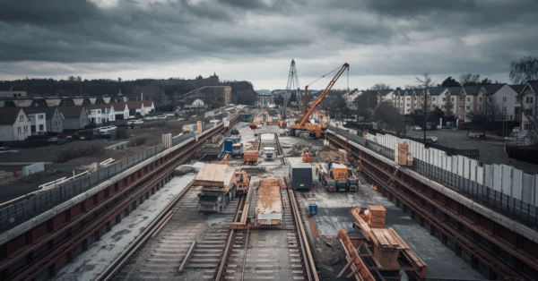 Construção sobre ferrovia desativada em Marília gera polêmica. Ex-prefeito Daniel Alonso e sua família são alvos de questionamentos sobre o projeto. (Imagem meralmente ilustrativa e criada por IA)