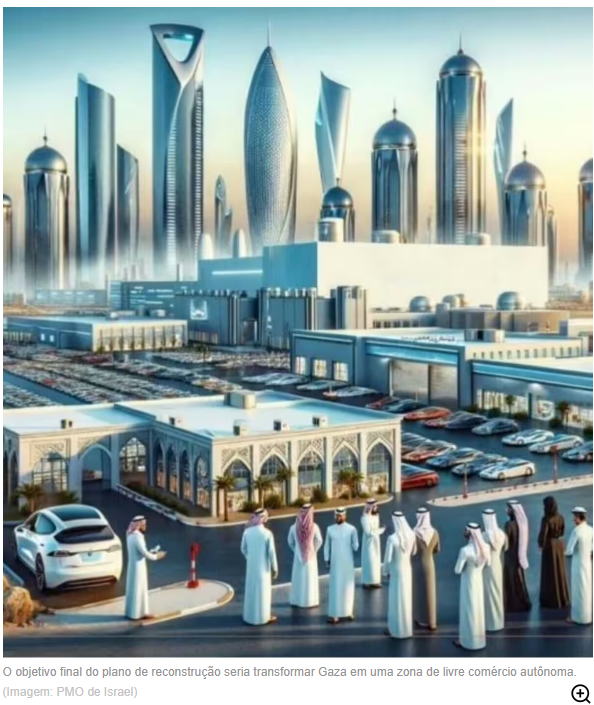 El plan es transformar Gaza en una ciudad moderna, con rascacielos, ferrocarriles y energía renovable. La reconstrucción sería hecha por un grupo de países, y la región se convertiría en una zona de libre comercio.