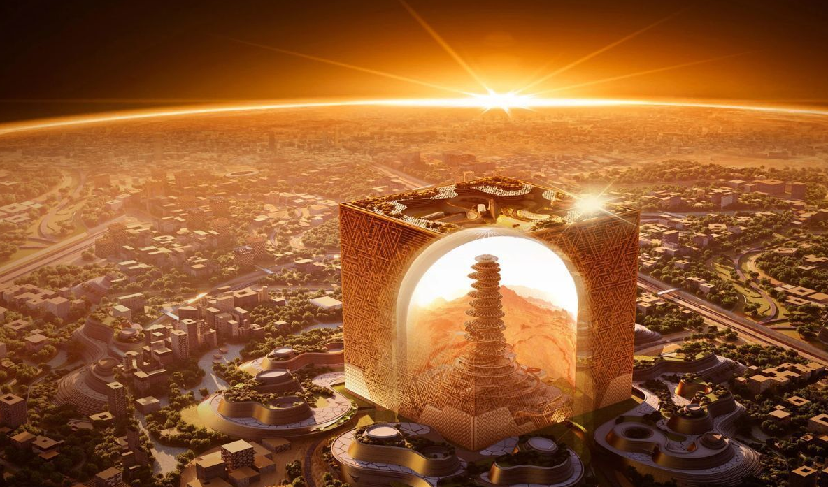 Dentro, el Mukaab albergará dos millones de metros cuadrados dedicados a tiendas, espacios culturales, atracciones turísticas y un jardín en el cielo, creando un verdadero oasis urbano para los visitantes. Además, una imponente cúpula cubierta por hologramas proporcionará experiencias inmersivas, transportando al público del fondo del océano a la superficie de Marte.