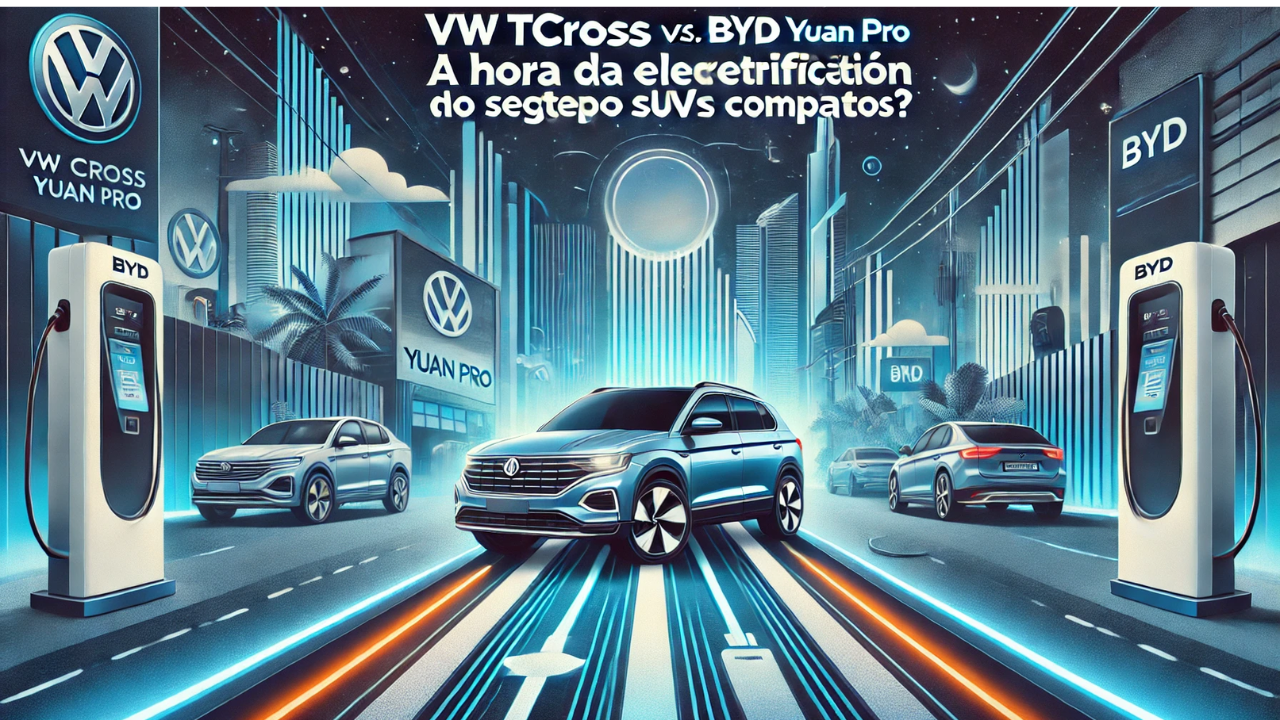 Comparativo entre o VW TCross e o BYD Yuan Pro, SUV compacto de diferentes motorização, desempenhos, combustão e elétrica.