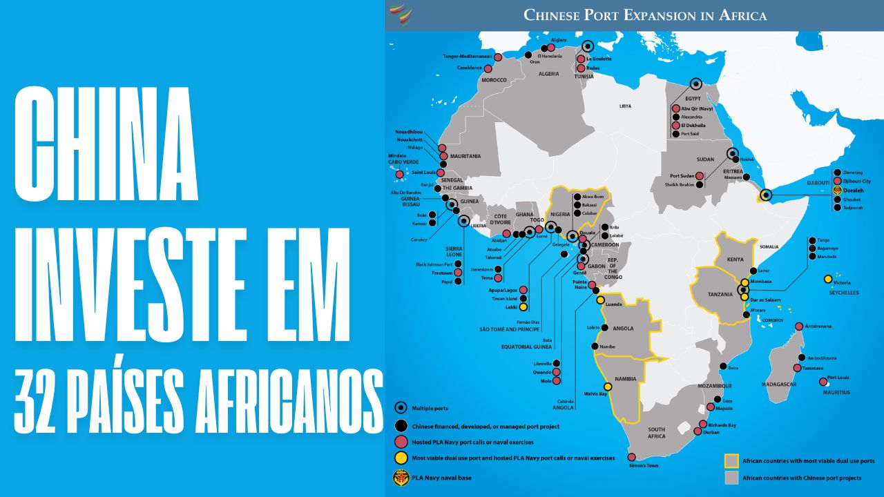 China expande sua presença na África com investimentos em 78 portos em 32 países, reforçando sua influência geopolítica e comercial no continente