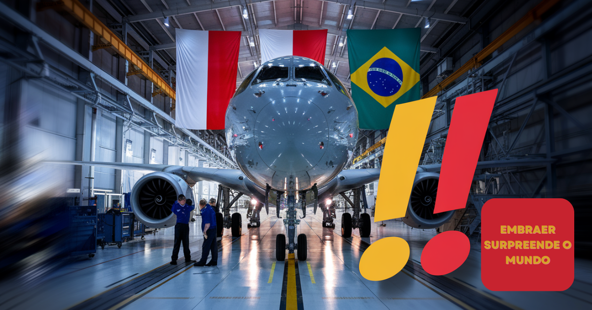Embraer vai transformar a Polônia em seu centro de excelência na Europa, com investimentos de bilhões de dólares e geração de 5.000 empregos. (Imagem: Reprodução/Canva)