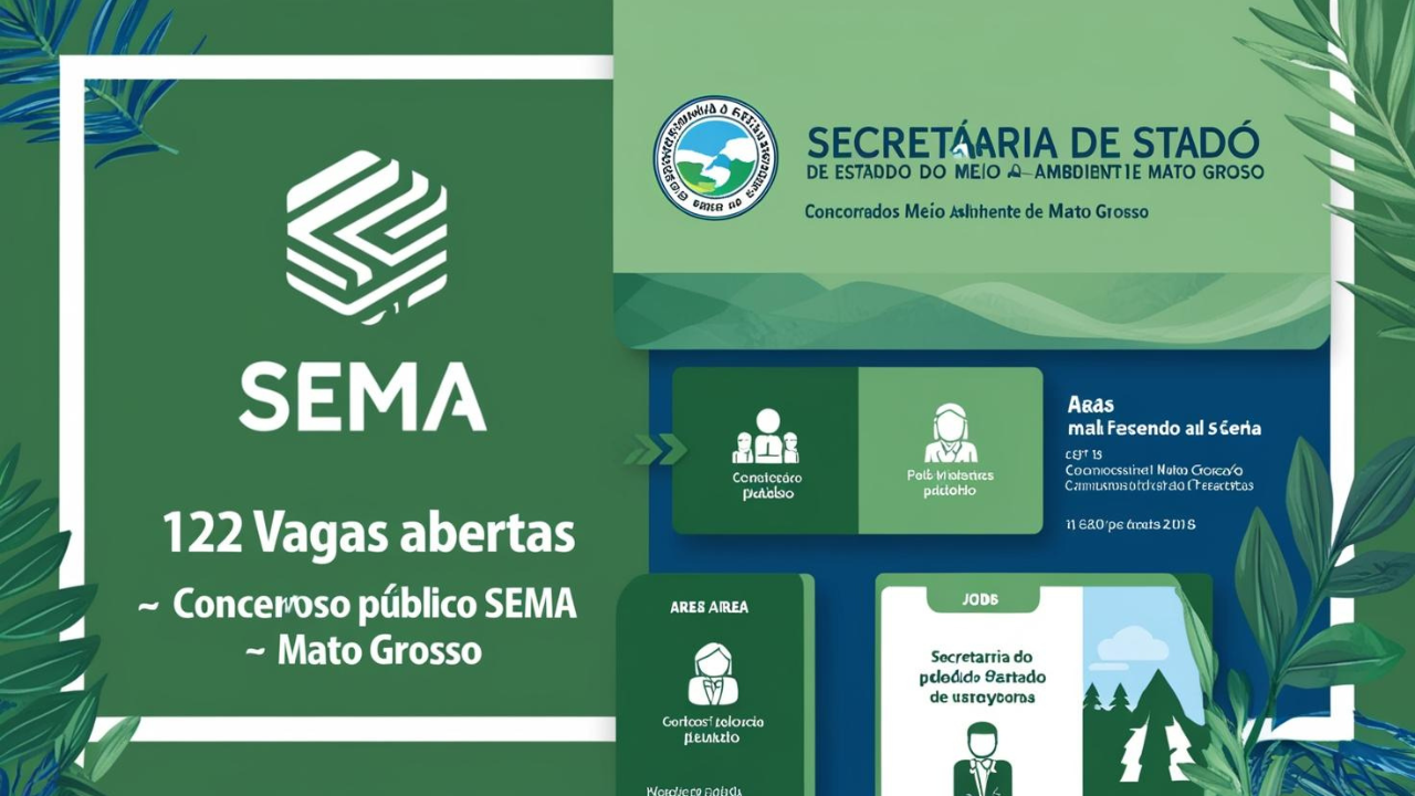 Participe do concurso da SEMA em Mato Grosso! São 122 vagas disponíveis para diversas áreas com salários de até R$ 9.954,43.