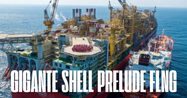 Shell Prelude FLNG, a maior unidade flutuante de gás natural do mundo, produz 3,6 milhões de toneladas de GNL por ano e opera na Austrália, destacando-se pela inovação e eficiência energética