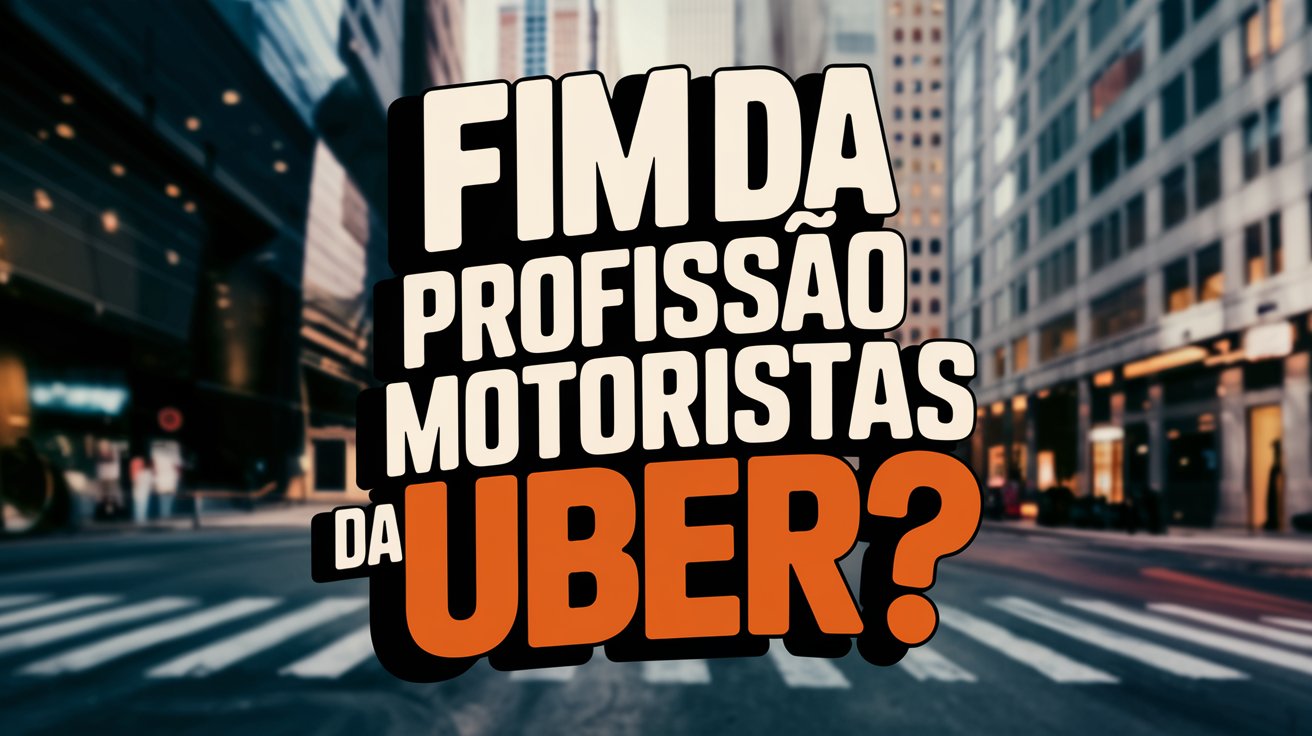 "Crie uma imagem impactante e futurista que represente o fim dos motoristas de aplicativo devido à ascensão dos veículos autônomos e da inteligência artificial. A cena deve mostrar uma cidade moderna e tecnológica, com carros autônomos brilhando nas ruas enquanto um motorista de aplicativo olha chocado para seu celular, com um aviso de 'serviço desativado'. O clima deve ser dramático e instigante, com iluminação neon e um fundo noturno de cidade super tecnológica, como Tóquio ou Nova York do futuro.** Adicione no centro da imagem com letras grandes, chamativas, criativas e impactantes o seguinte texto: 'Fim dos Motoristas!'"
