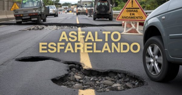 Motoristas denunciam asfalto esfarelando na SC-350 entre Caçador e BR-153. Secretaria de Infraestrutura explica técnica de microrrevestimento.