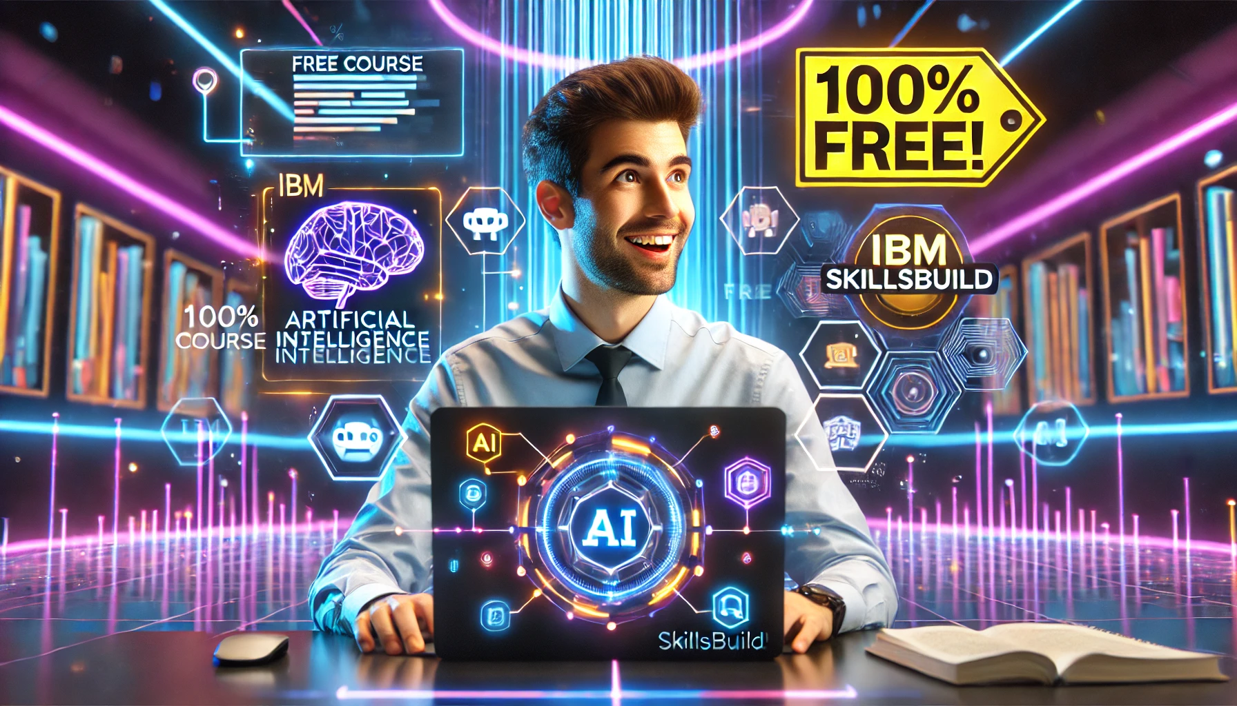 Descubra os melhores cursos gratuitos de inteligência artificial para 2025 e impulsione sua carreira na área de tecnologia! (Imagem: Reprodução/IA)