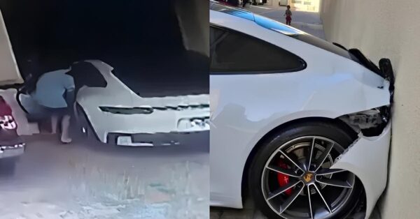 Em SC, garoto de 9 anos entra em Porsche de R$ 1 milhão, liga o motor e colide com a parede – O garoto saiu do carro, pegou uma bicicleta e foi embora rapidamente.