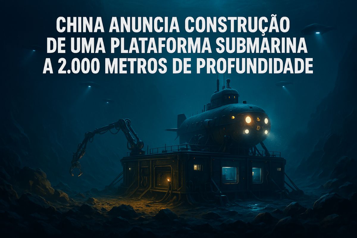 China inicia construção de uma plataforma submarina a 2.000 metros de profundidade para estudar ecossistemas extremos e explorar metano. Projeto será concluído até 2030