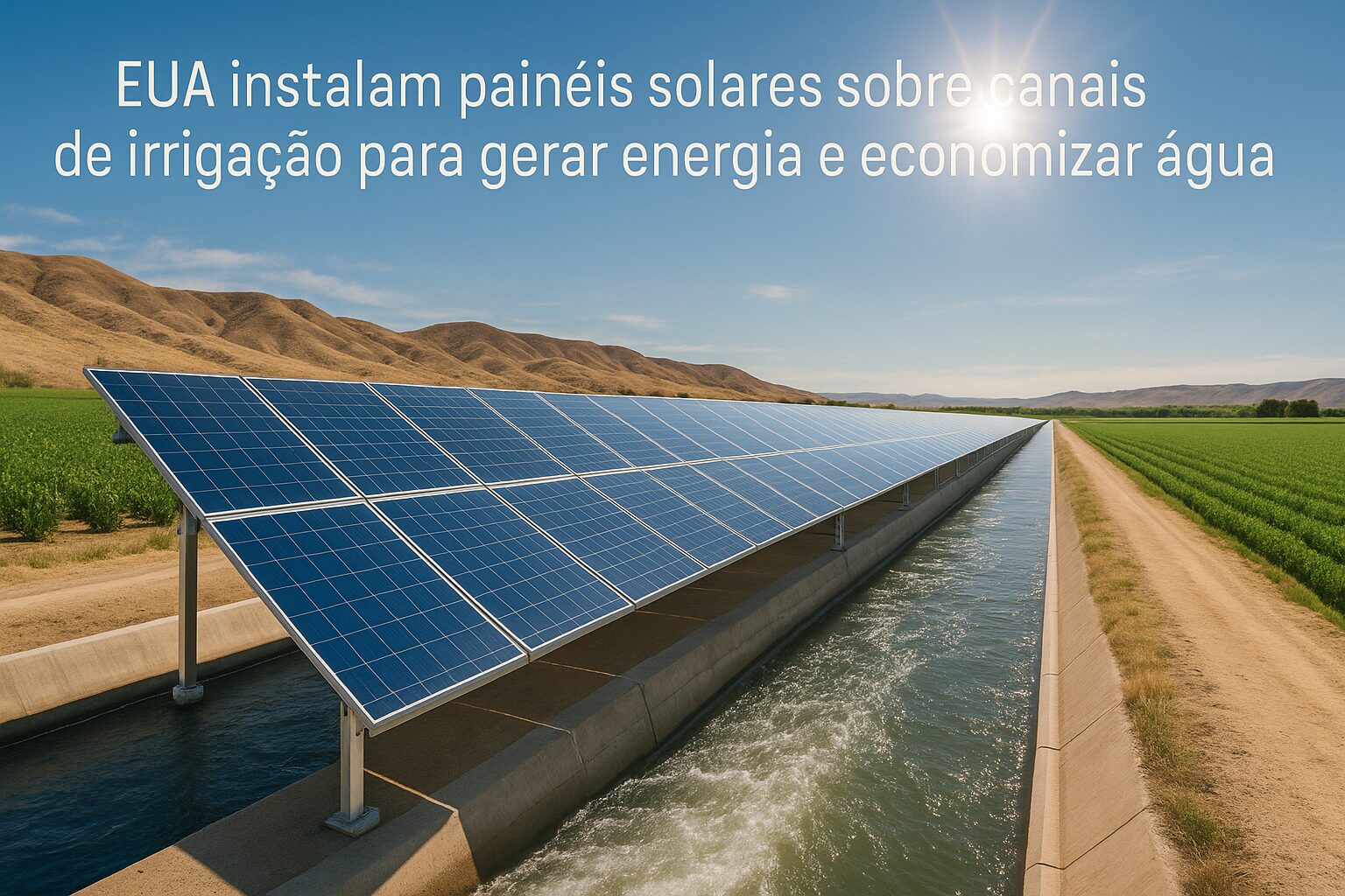 EUA instalam painéis solares sobre canais de irrigação para gerar energia renovável e economizar água