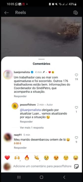 Instagram no hay víctimas en la plataforma cherne 1 solo un trabajador cayó al mar