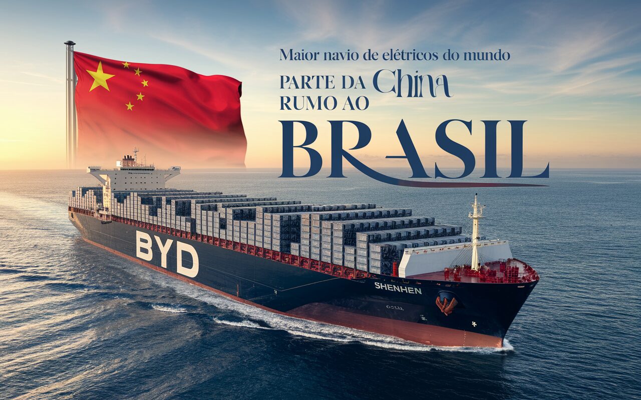 Navio BYD Shenzhen parte da China com mais de 7 mil carros elétricos rumo ao Brasil; embarcação é a maior do mundo para veículos elétricos