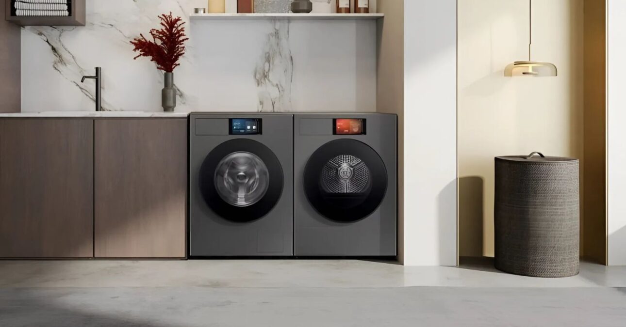 Samsung lança nova lava e seca com inteligência artificial e controle por tela de 7 polegadas