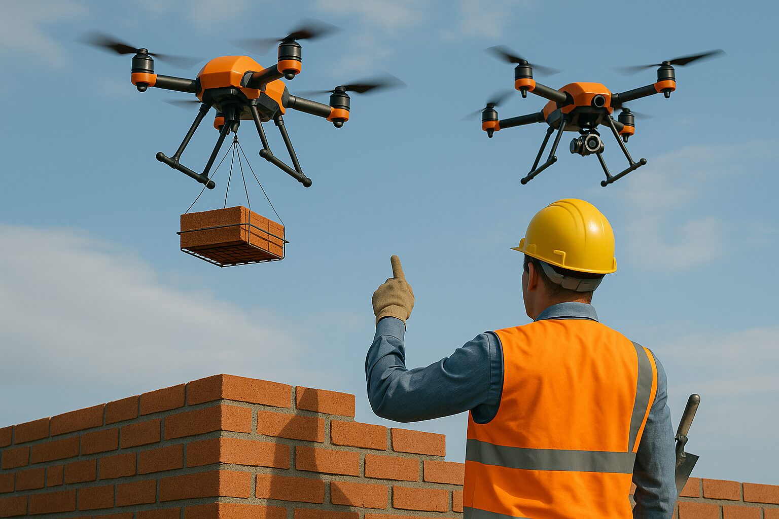 construção civil, drones
