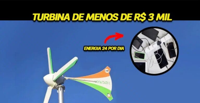 Turbina eólica acessível promete até 100% de economia na conta de luz, fácil de instalar, gera energia 24h e dura até 25 anos!