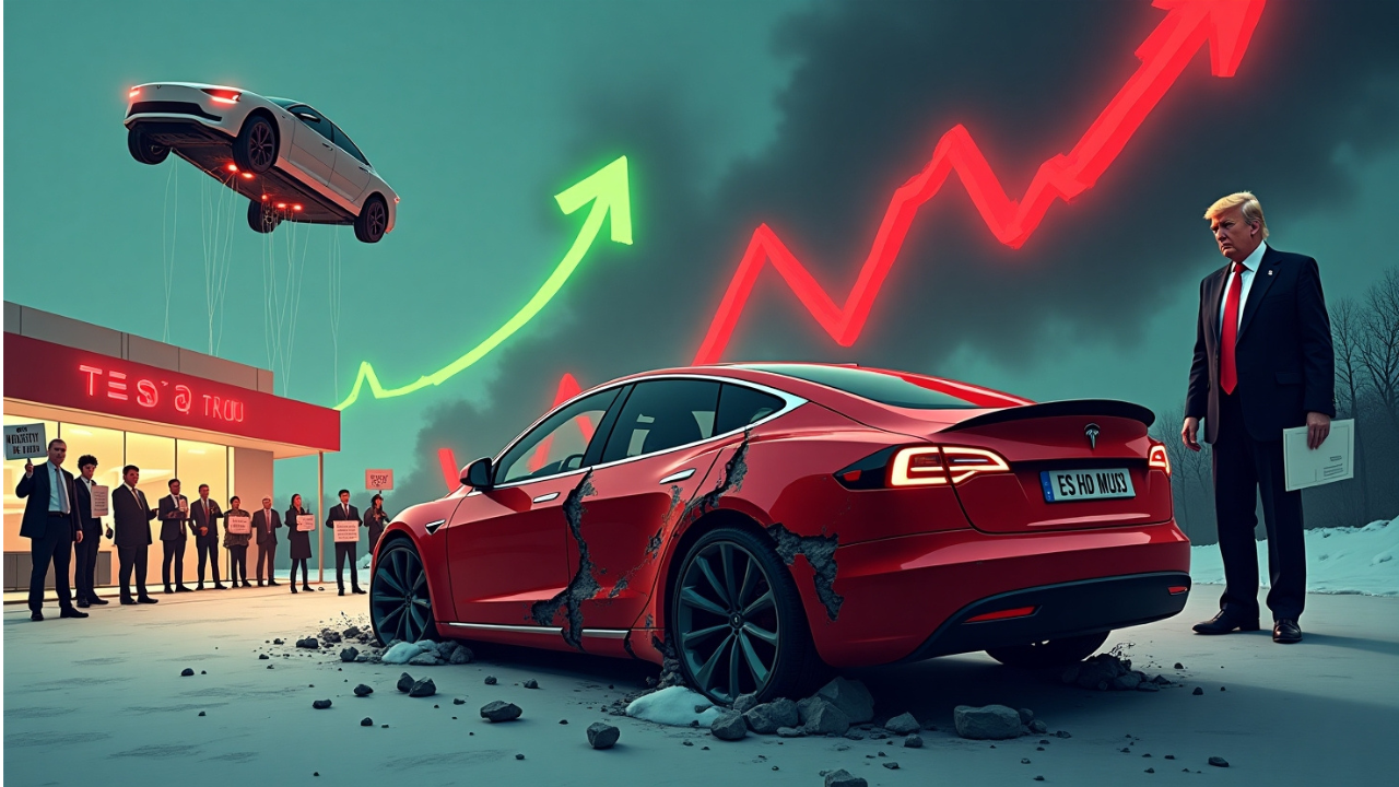 Tesla enfrenta forte queda nas vendas e desvalorização de ações em meio a polêmicas envolvendo Elon Musk e seu apoio ao governo Trump.