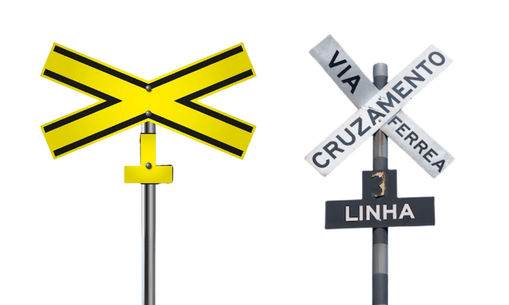 El señal en 'X' de los rieles que exige parada total para evitar el impacto de un tren colosal