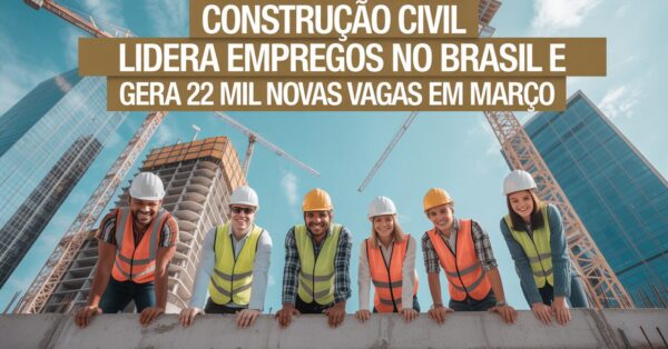 Construção civil cria quase 22 mil empregos formais em março e lidera geração de vagas no país