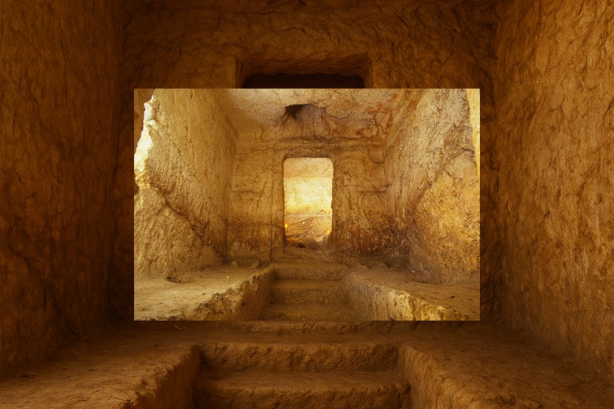 Corredor interno em terra batida do túmulo M27, escavado na Cultura Dawenkou, em Henan, China