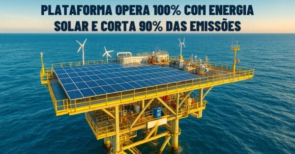 Plataforma offshore alimentada por painéis solares reduz emissões em 90% e opera sem combustíveis fósseis