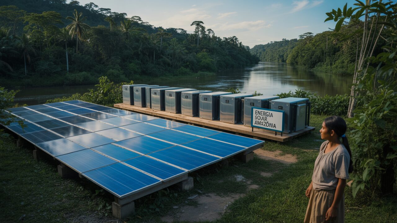 Novo estudo revela que trocar geradores a diesel por sistema de energia solar com baterias pode representar economia de até 44% na conta de luz em áreas isoladas da Amazônia Legal, além de gerar impactos sociais e ambientais positivos.