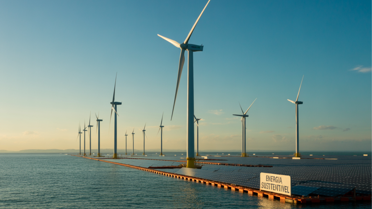 Sistema flutuante do projeto solar offshore foi ancorado no Mar do Norte e promete elevar a geração de energia em até cinco vezes.