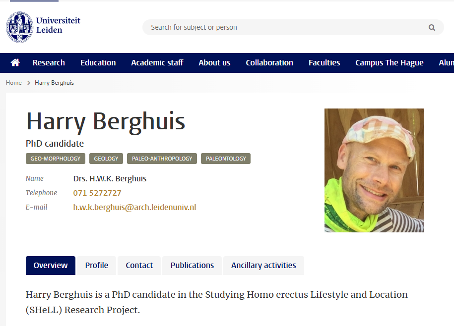 Perfil del Arqueólogo Harry Berghuis en la Universidad de Leiden