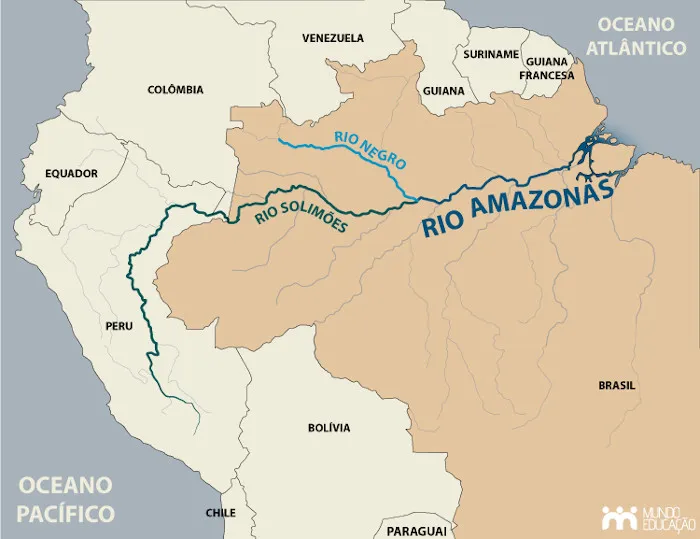 Extensión del Río Amazonas. (Imagen: Mundo Educación)