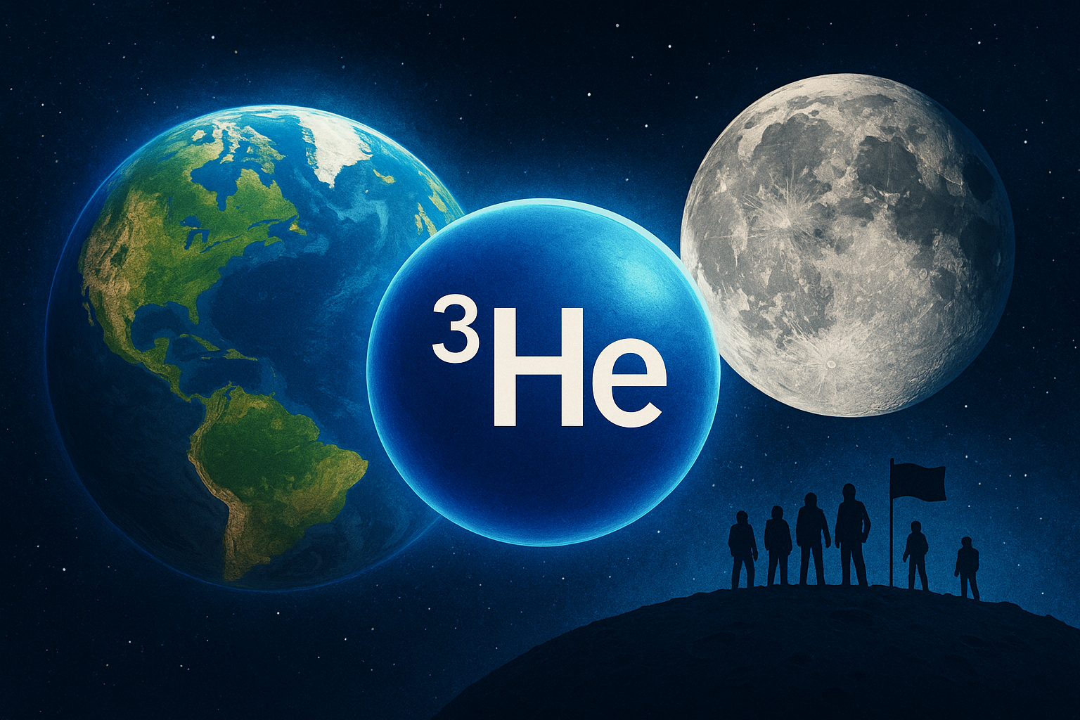Hélio-3, Hélio-4, Terra, Lua