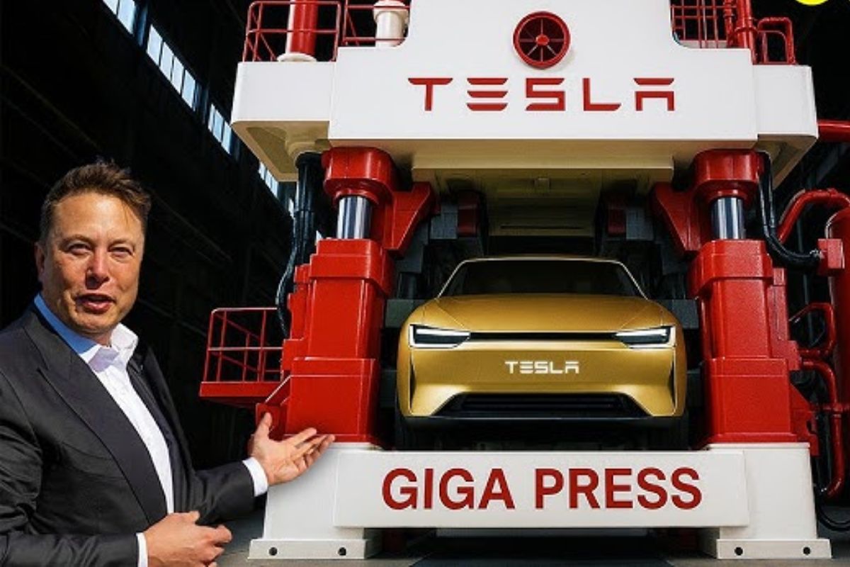 A "Prensa de Giga-Toneladas" da Tesla, uma Máquina do Tamanho de uma Casa que Estampa a Carroceria Inteira de um Carro com uma Única Peça.