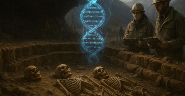 Ilustração de uma civilização antiga desconhecida com traços genéticos únicos descobertos pela arqueologia colombiana