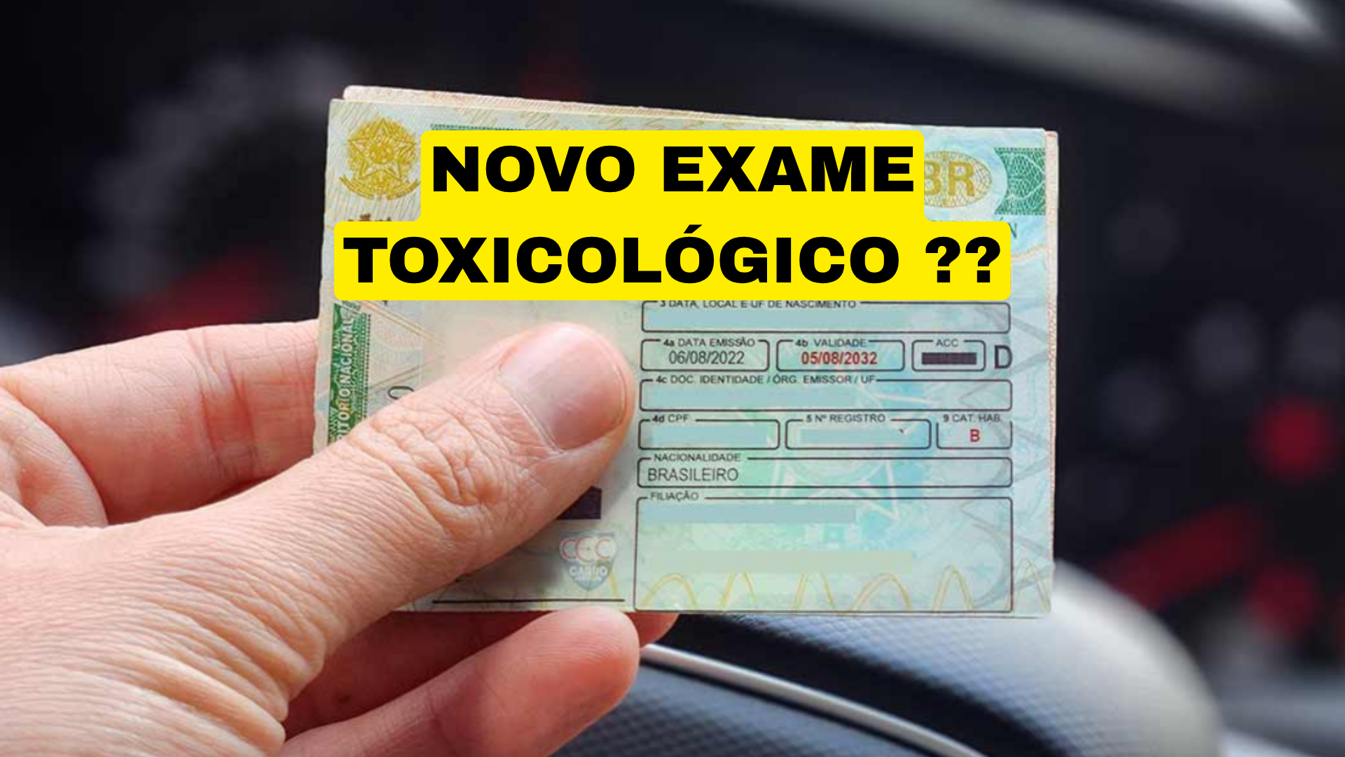 carteina nacional de habilitação - CNH - exame toxicológico -