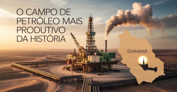 Ghawar o campo de petróleo na Arábia Saudita que sozinho produziu mais de 70 bilhões de barris e é quase do tamanho de um estado brasileiro