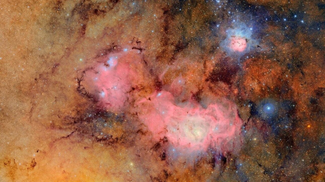 Imagen: Las nebulosas Trífida y de la Laguna. Crédito: Observatorio Vera C. Rubin, NSF-DOE