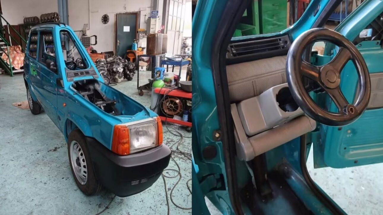 Fiat Panda modificado se convierte en el coche más estrecho del mundo con solo 50 cm de ancho. Proyecto italiano funcional sorprende y se viraliza en línea.