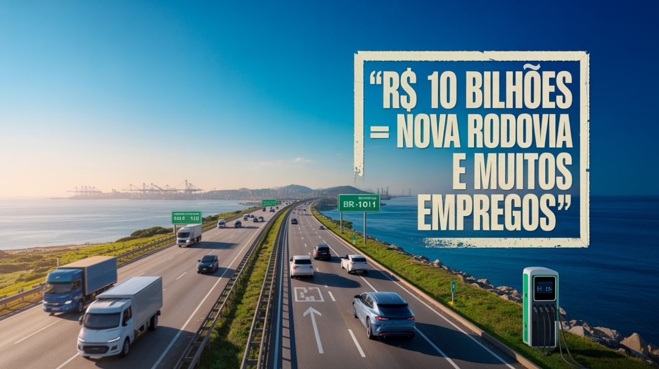 BR-101 no ES será modernizada com R$ 10 bi, criando empregos, pedágios eletrônicos e recarga para elétricos. Mudança histórica na logística nacional.