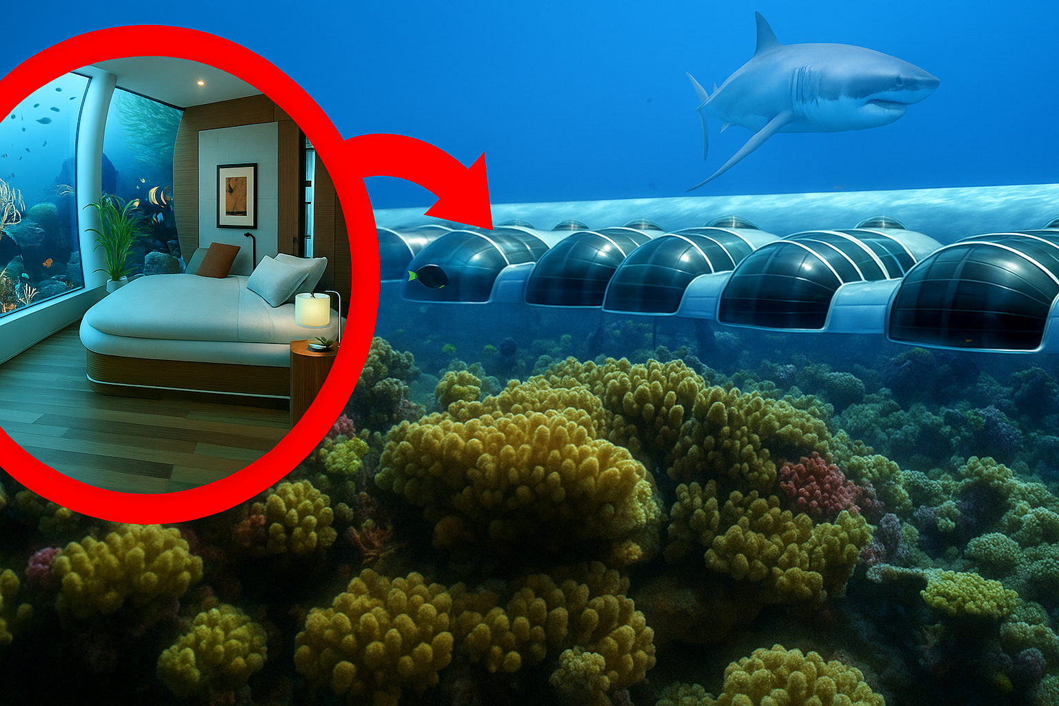 O hotel de luxo que fica totalmente submerso no oceano e utiliza a energia das ondas para se manter funcional e sustentável