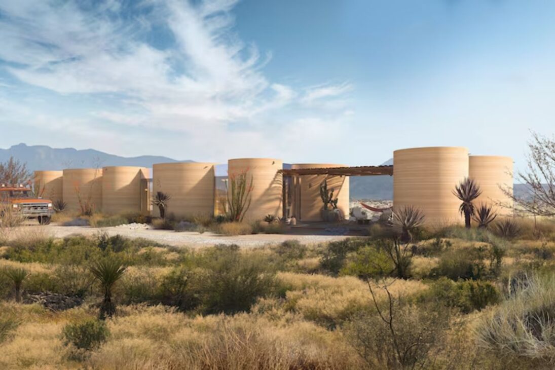 Una representación de una residencia impresa en 3D en el hotel y camping El Cosmico, en Marfa, Texas, EE. UU., en esta imagen de divulgación sin fecha.