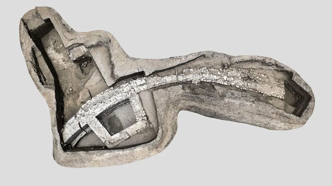 Visualización de las excavaciones en el fuerte de puente en Stopfenreuth. Crédito: H. Wraunek, Provincia de Baja Austria - Reproducción