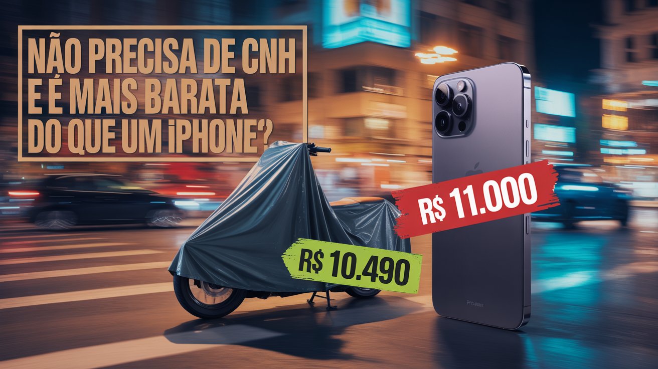 Moto de 49cc que consome 60 km/L, tem painel digital e pode ser pilotada sem CNH. Custa menos que um iPhone topo de linha. Confira.