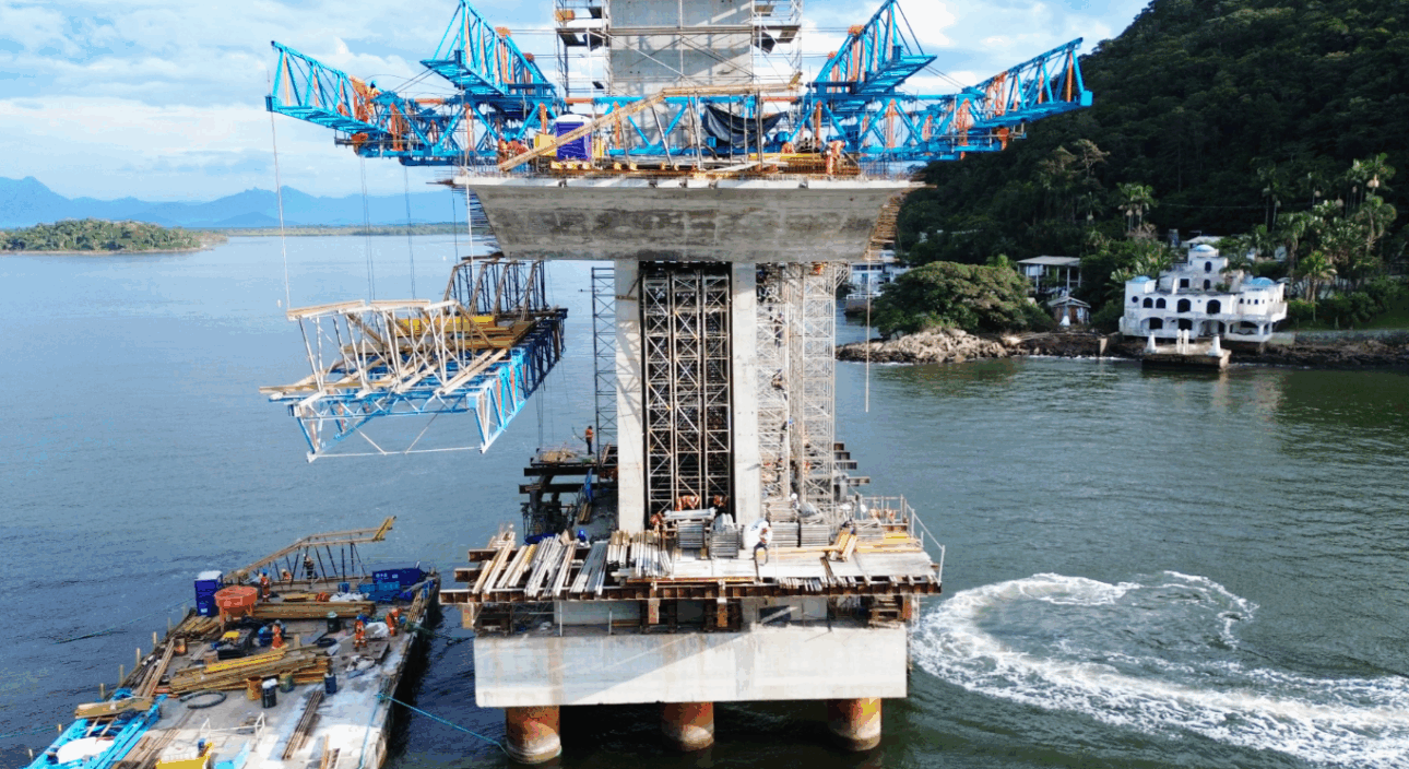 Puente de Guaratuba avanza con 60% concluida, genera 600 empleos y promete revolucionar turismo y movilidad en el litoral de Paraná hasta 2026.. (Imagen: Consorcio Supervisor Puente de Guaratuba)
