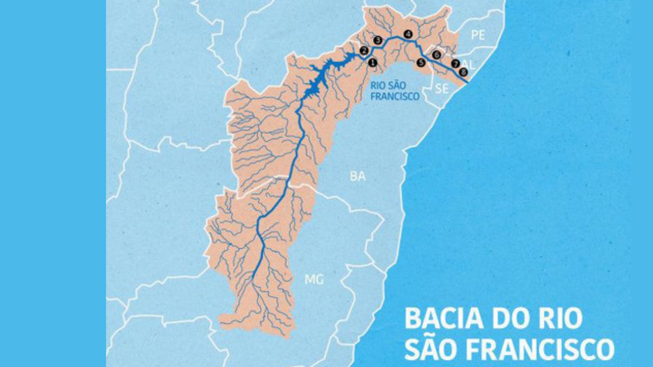 Mapa de la Cuenca Hidrográfica del Río São Francisco