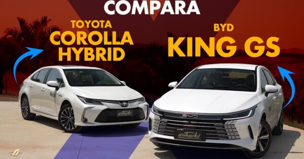 BYD King chega para desafiar o Toyota Corolla Hybrid com mais potência, autonomia elétrica e tecnologia inovadora no mercado brasileiro de sedãs.