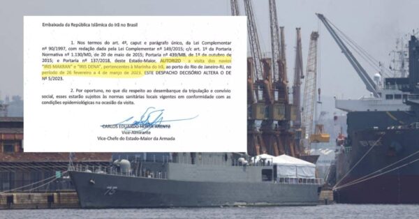 Despacho oficial autoriza visita dos navios de guerra iranianos IRIS Makran e IRIS Dena ao Porto do Rio entre 26 de fevereiro e 4 de março de 2023