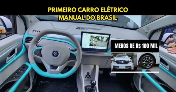 JMEV lança no Brasil o EV3, o primeiro carro elétrico com câmbio manual, focado em autoescolas e com preço abaixo de R$ 100 mil. (Imagem: Thiago Ventura/CNN)