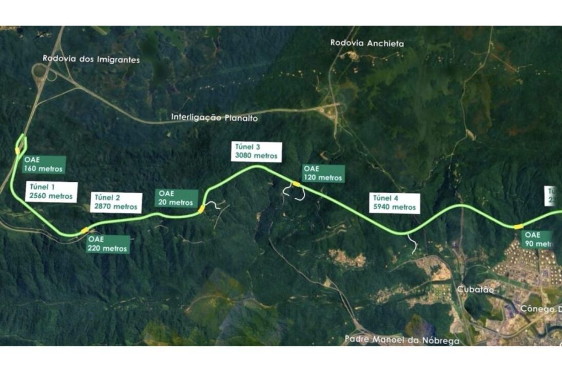 Con 5,55 km de extensión, el mayor túnel rodoviario de Brasil forma parte de una obra de R$ 3,1 mil millones