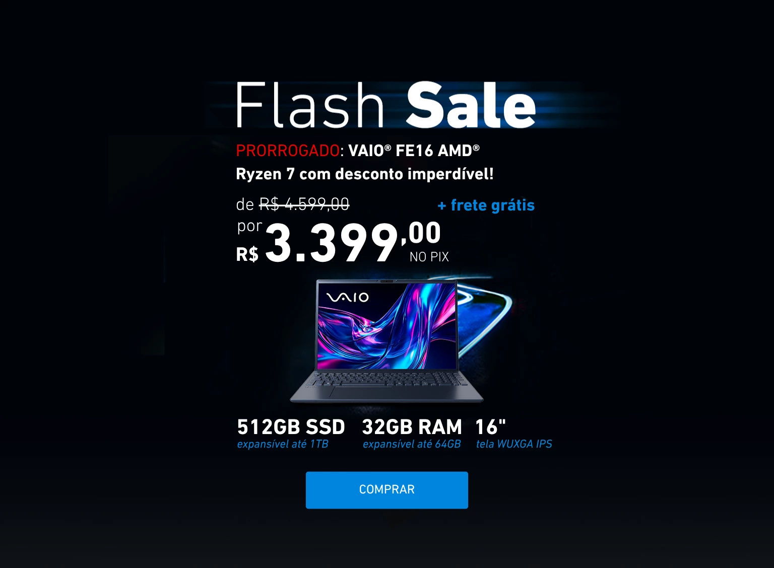 Com chip Ryzen 7, bateria que dura 10 horas e tela imersiva de 16”, este VAIO FE16 está à venda por menos de R$ 4 mil — oportunidade para quem busca desempenho econômico