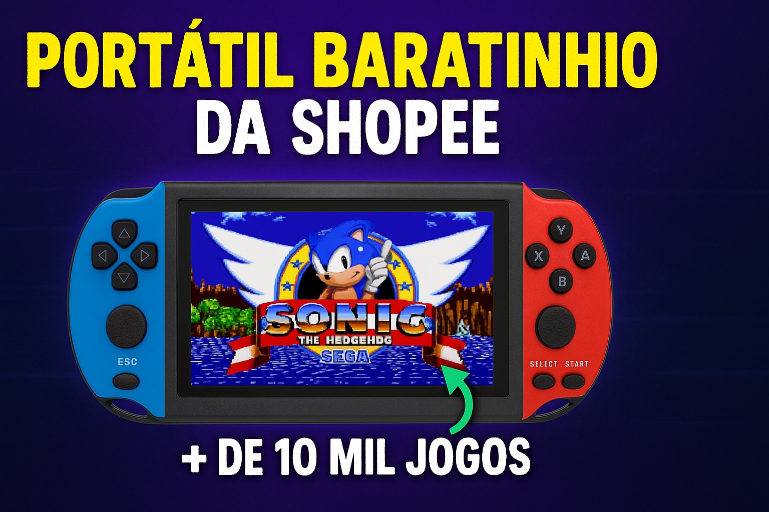 Esse portátil baratinho da Shopee vem com mais de 10 mil jogos retrô e custa só R$ 150 com envio nacional