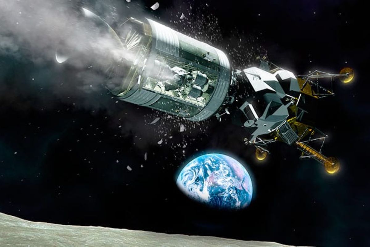 O filtro de ar improvisado construído pela tripulação da Apollo 13, um exemplo da engenhosidade que resolveu a crise de CO2 na missão.